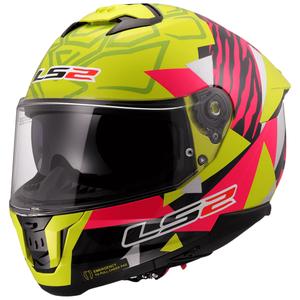 Casca moto integrala LS2 FF808 Stream II Tiger galben-roz fluo