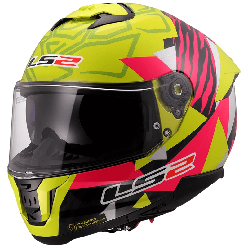 Casca moto integrala LS2 FF808 Stream II Tiger galben-roz fluo
