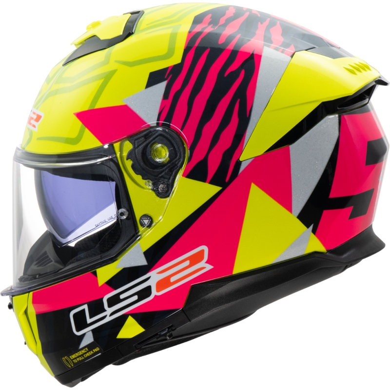 Casca moto integrala LS2 FF808 Stream II Tiger galben-roz fluo