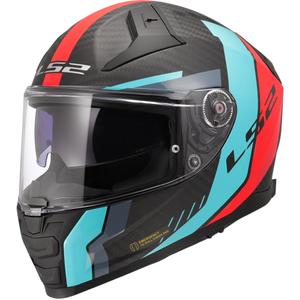Cască integrală pentru motociclete LS2 FF811 Vector II C Grid roșu-turcoaz