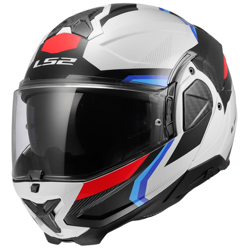 Cască de motocicletă rabatabilă LS2 FF910 Advant II Triple alb-albastru-roșu