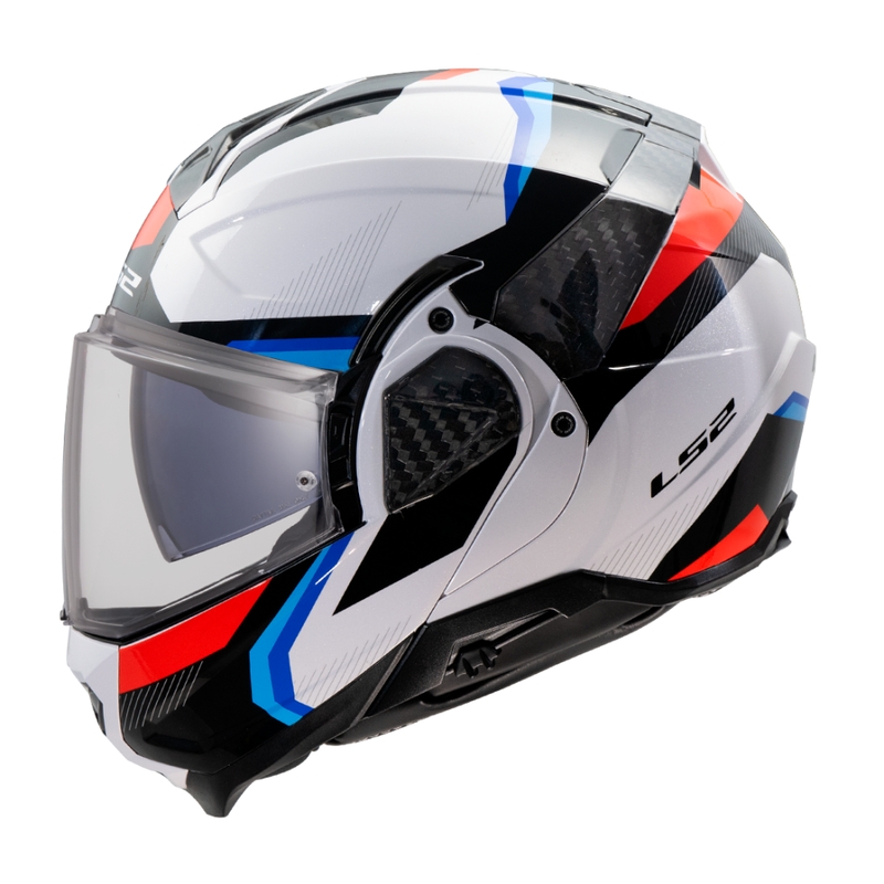 Cască de motocicletă rabatabilă LS2 FF910 Advant II Triple alb-albastru-roșu
