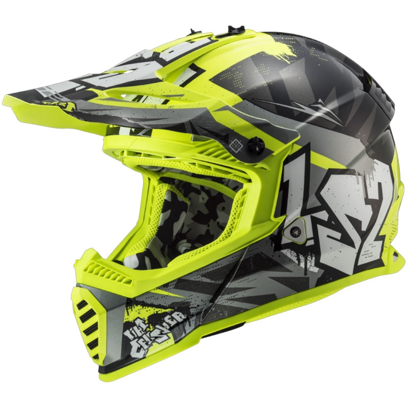 Casca motocross copii LS2 MX437 Fast EVO Mini Crusher negru-galben