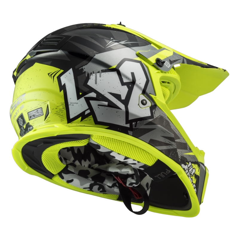 Casca motocross copii LS2 MX437 Fast EVO Mini Crusher negru-galben
