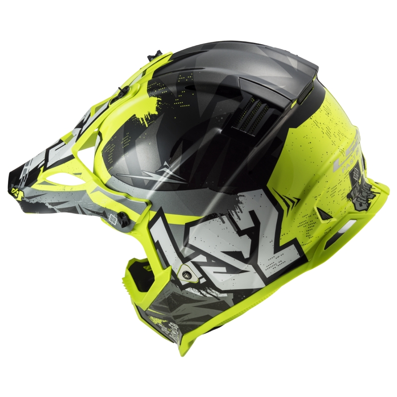 Casca motocross copii LS2 MX437 Fast EVO Mini Crusher negru-galben