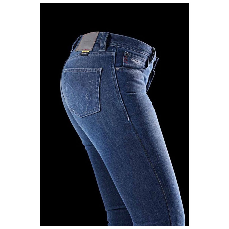 Blugi motociclisți drepți Furygan Kate X Kevlar® pentru femei, albaștri