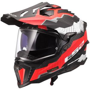 Casca moto Enduro LS2 MX701 Explorer C Trick alb-rosu