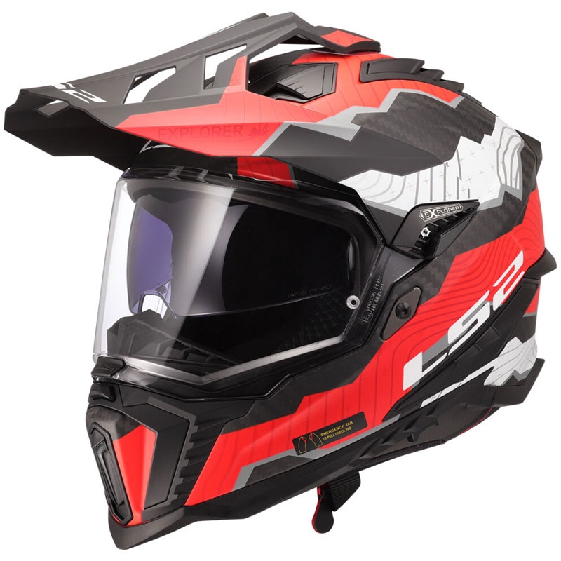 Casca moto Enduro LS2 MX701 Explorer C Trick alb-rosu