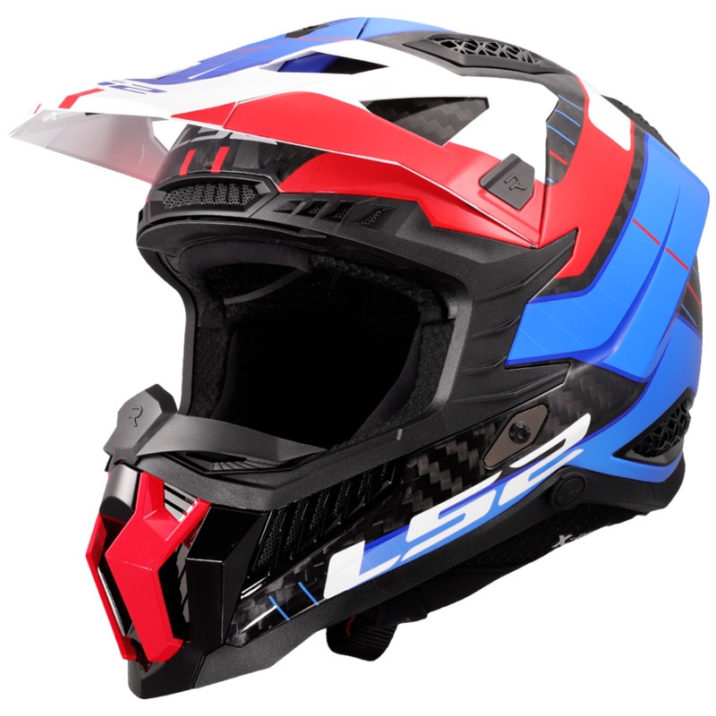 Casca motocross LS2 MX703 X-Force Galuo alb-rosu-albastru