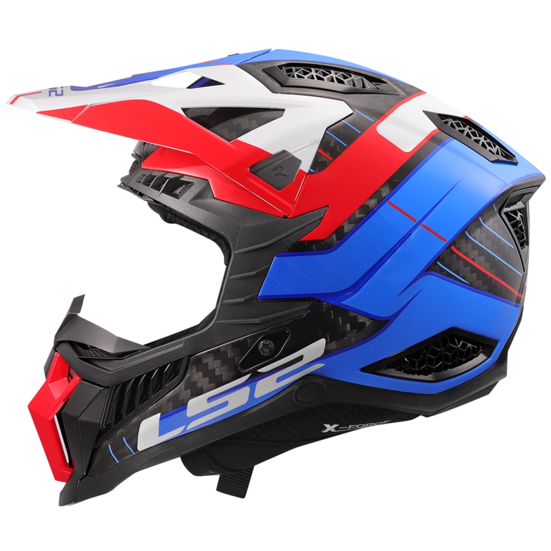 Casca motocross LS2 MX703 X-Force Galuo alb-rosu-albastru