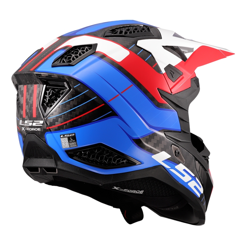 Casca motocross LS2 MX703 X-Force Galuo alb-rosu-albastru