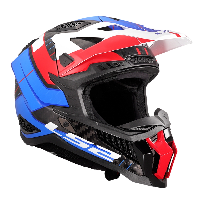 Casca motocross LS2 MX703 X-Force Galuo alb-rosu-albastru