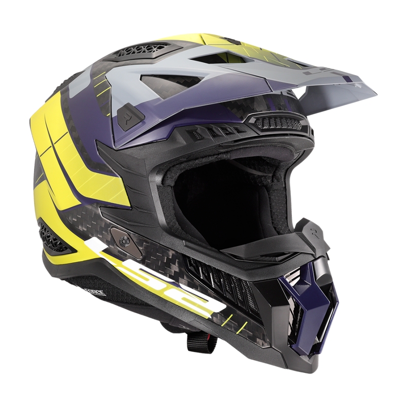 Casca motocross LS2 MX703 X-Force Galuo gri-galben fluo