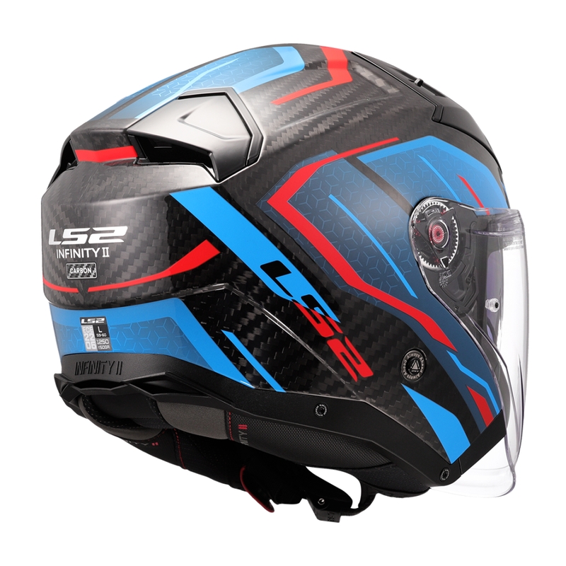 Casca de motociclete deschisa LS2 OF603 Infinity II C Urus albastru-rosu