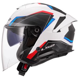 Casca de motociclete deschisa LS2 OF618 Verso II Air alb-albastru-rosu