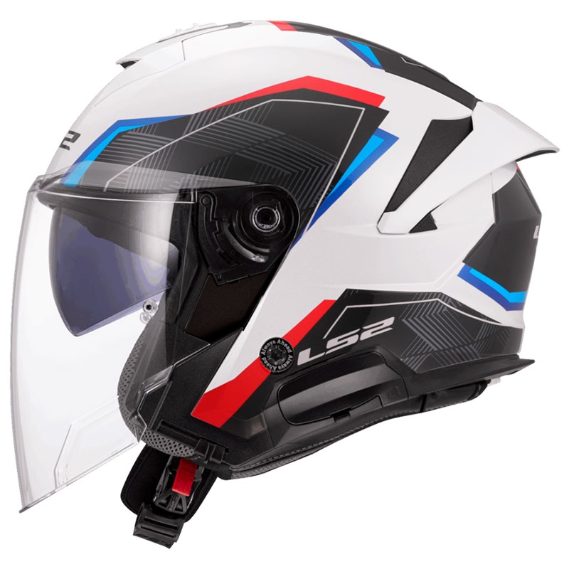 Casca de motociclete deschisa LS2 OF618 Verso II Air alb-albastru-rosu