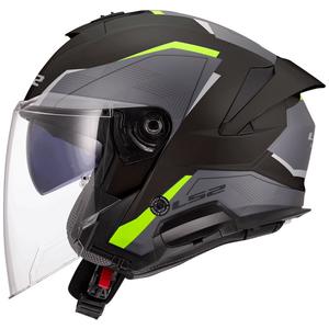Casca de motociclete deschisa LS2 OF618 Verso II Air negru-galben fluo