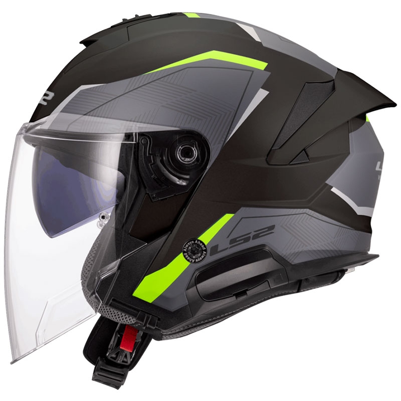 Casca de motociclete deschisa LS2 OF618 Verso II Air negru-galben fluo