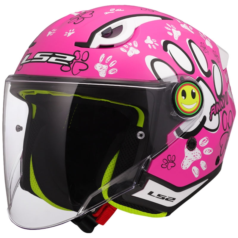 Cască de motocicletă deschisă pentru copii LS2 OF622 Funny II Paws roz