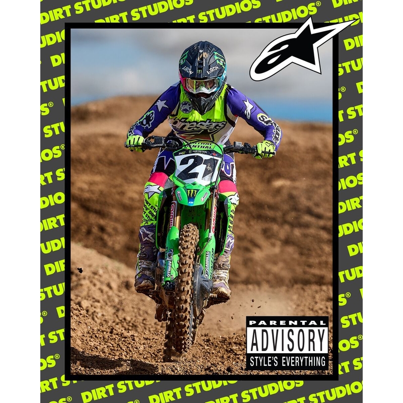 Tricou motocross Alpinestars Supertech SX ediție limitată Dirt Studios alb-violet-roz-galben fluo