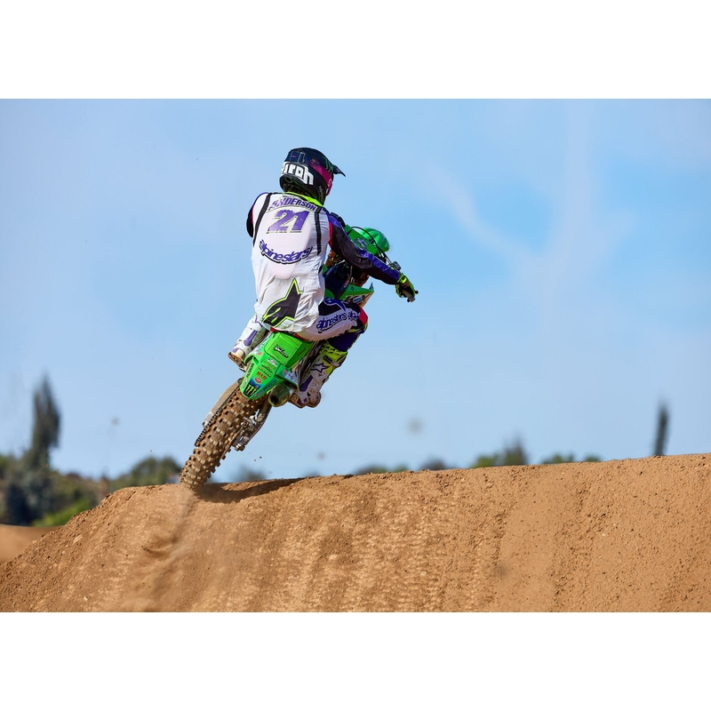 Tricou motocross Alpinestars Supertech SX ediție limitată Dirt Studios alb-violet-roz-galben fluo