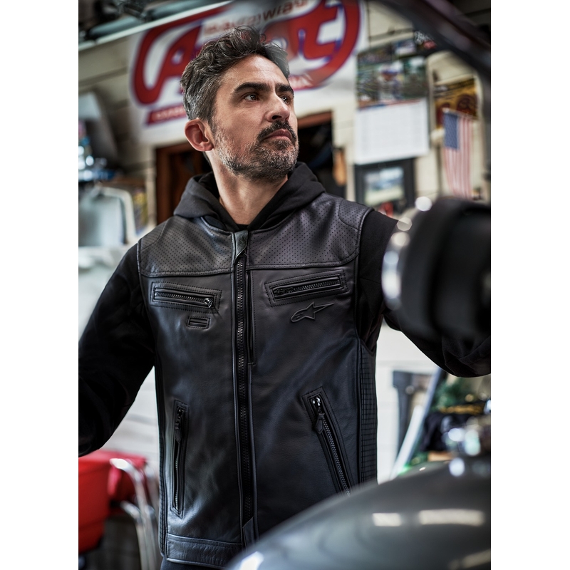 Vesta cu sistem airbag Alpinestars TECH-AIR®3 V2 LEATHER neagră