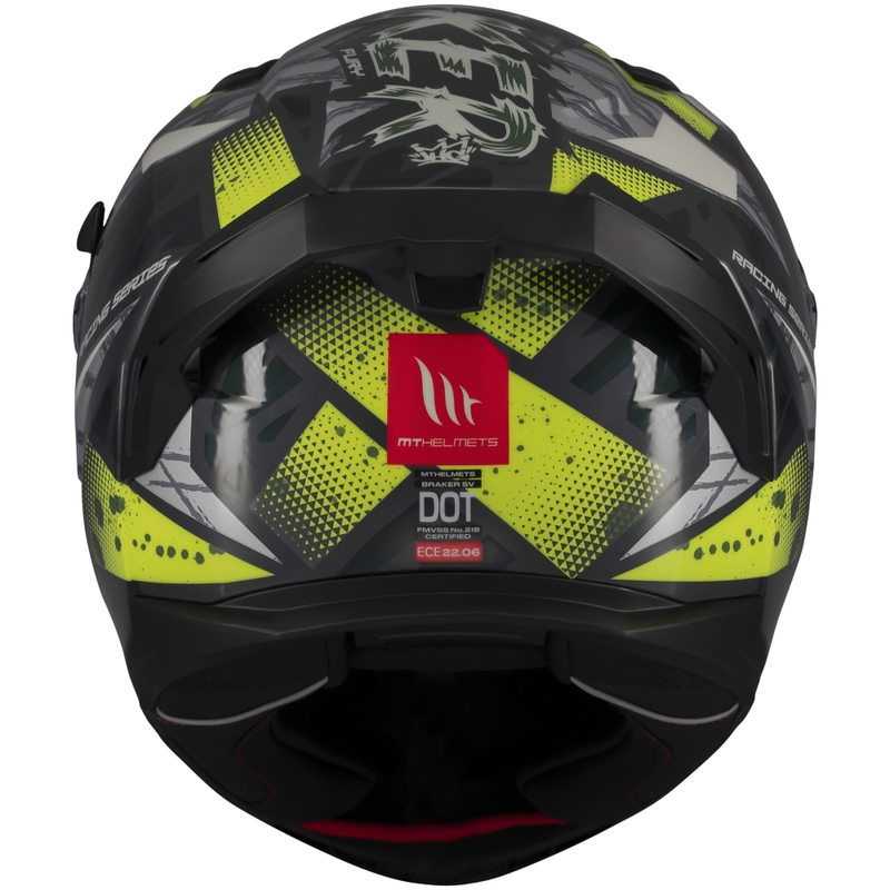Casca moto integrala MT Braker SV Fury gri-galben fluo
