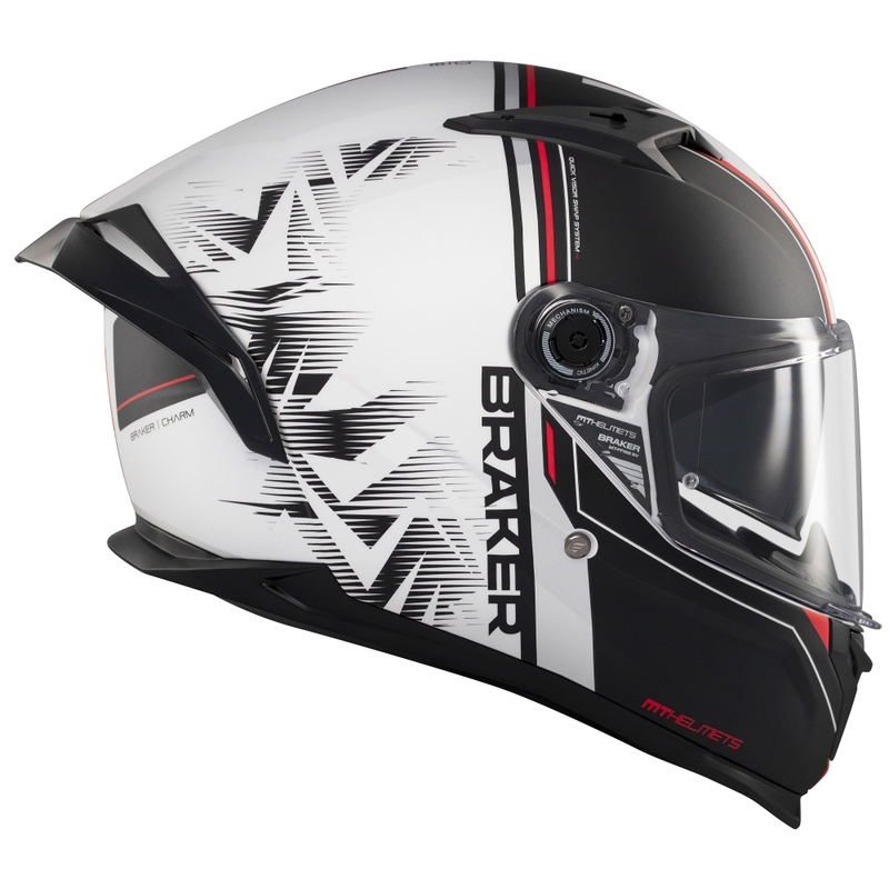 Casca moto integrala MT Braker SV Charm alb-negru mat
