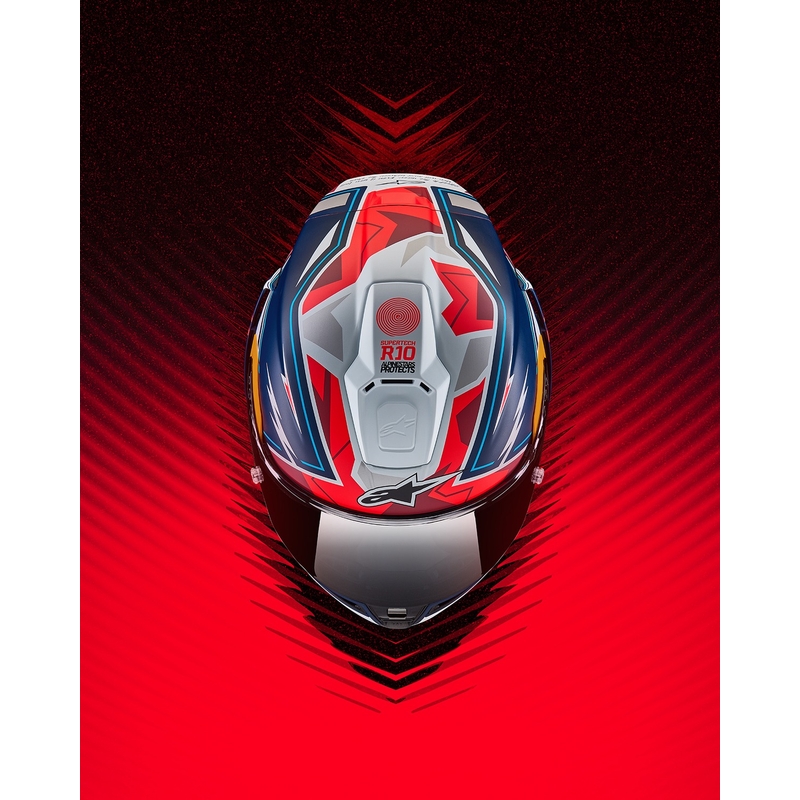 Cască de motocicletă integrală Alpinestars Supertech R-10 Ediție limitată Pedro Acosta albastru mat-roșu-alb