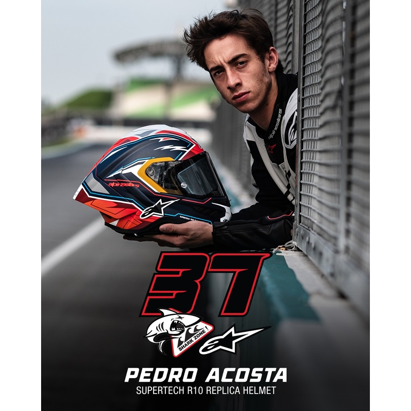 Cască de motocicletă integrală Alpinestars Supertech R-10 Ediție limitată Pedro Acosta albastru mat-roșu-alb