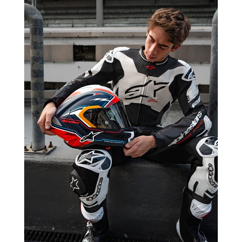 Cască de motocicletă integrală Alpinestars Supertech R-10 Ediție limitată Pedro Acosta albastru mat-roșu-alb