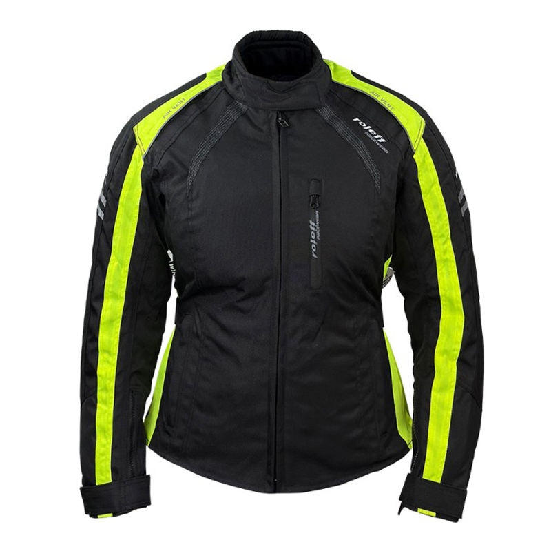 Geaca moto dama Roleff Venedig negru-galben fluo