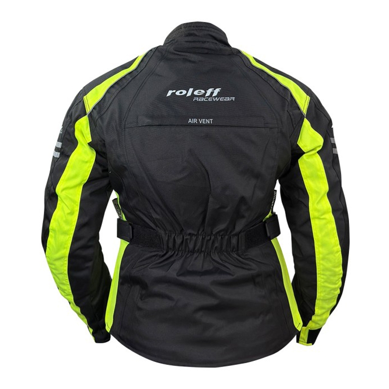 Geaca moto dama Roleff Venedig negru-galben fluo