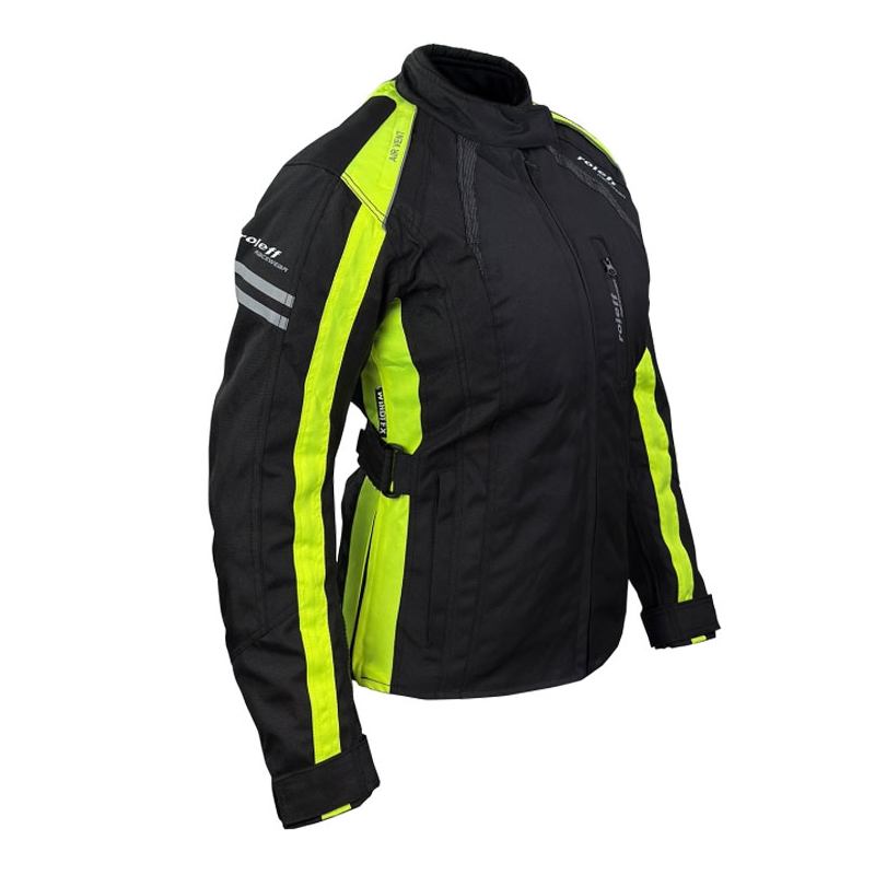 Geaca moto dama Roleff Venedig negru-galben fluo