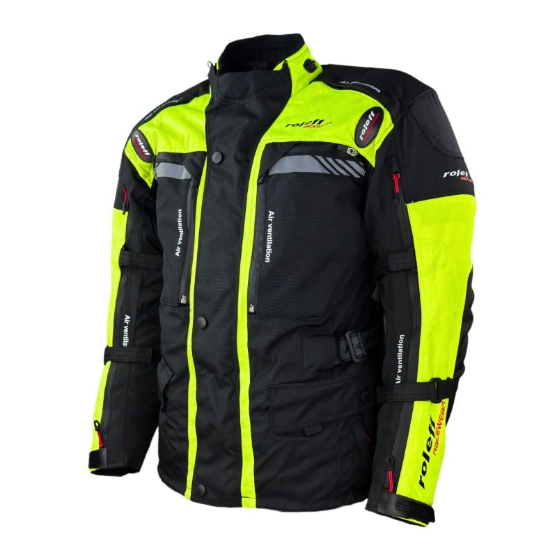 Jacheta moto Roleff Kodra Enduro negru-galben fluo
