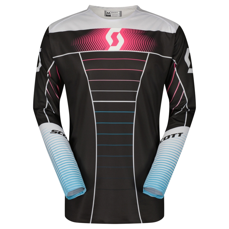 Tricou motocross SCOTT Podium PRO albastru-roz