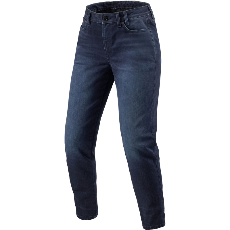Jeans motociclist pentru femei Revit Harper Tapered, spalati, albastru inchis