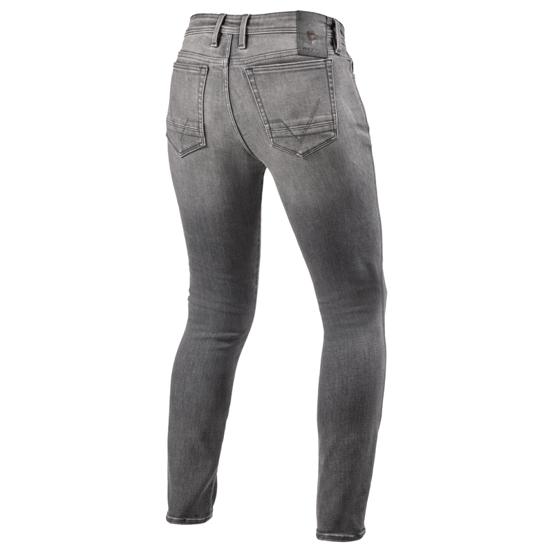 Pantaloni skinny pentru motociclete Revit Piston 3 Long, spalati, gri