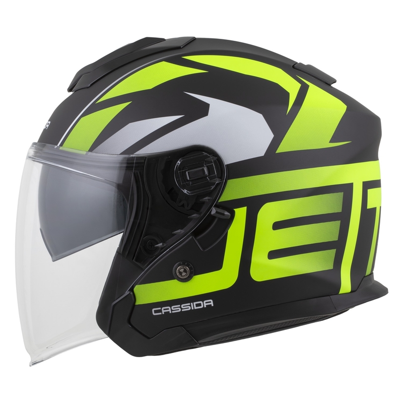 Cassida Motocicleta Cassida Jet Tech 2.0 RoTo Open Face Negru Mat-Galben Fluo-Alb