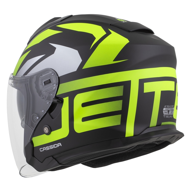 Cassida Motocicleta Cassida Jet Tech 2.0 RoTo Open Face Negru Mat-Galben Fluo-Alb