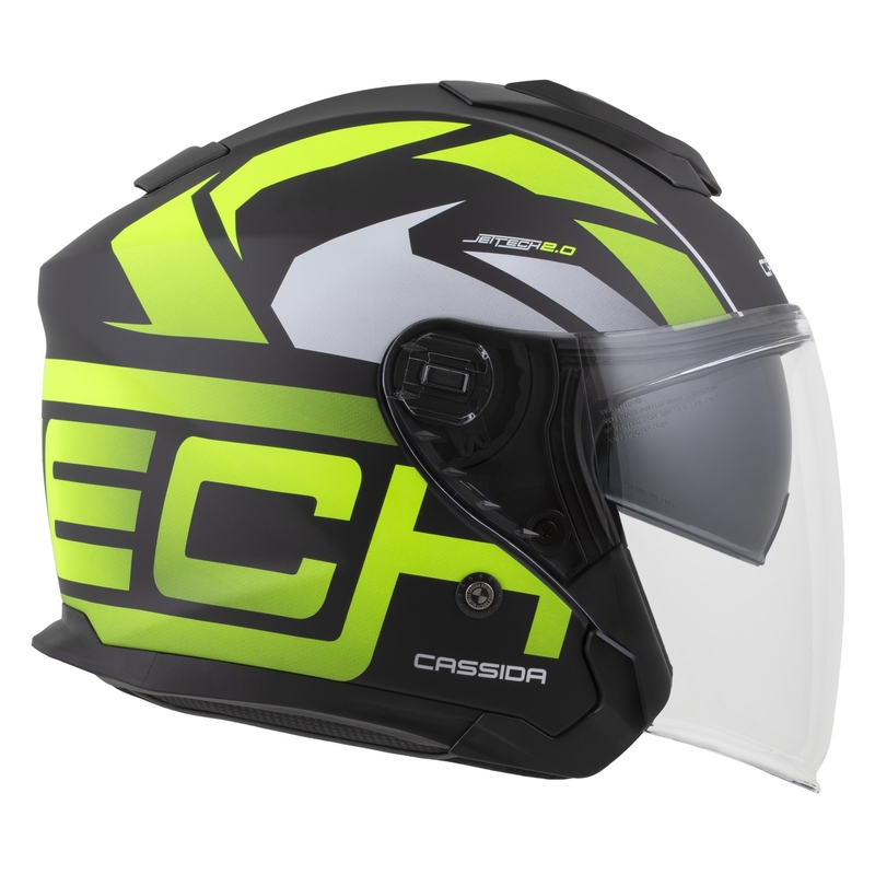 Cassida Motocicleta Cassida Jet Tech 2.0 RoTo Open Face Negru Mat-Galben Fluo-Alb