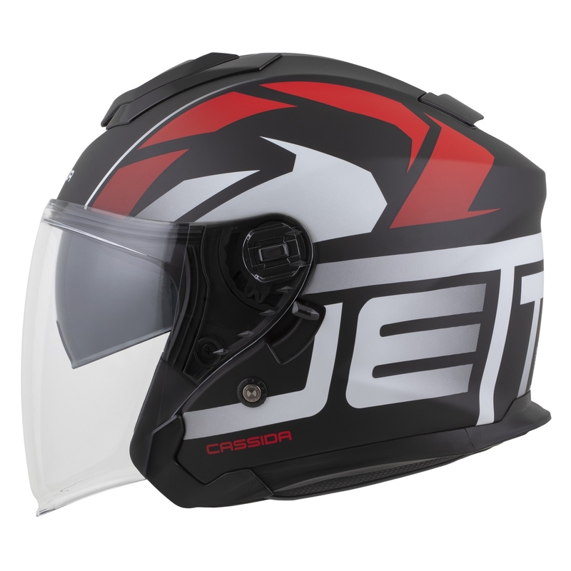 Cassida Motocicleta Cassida Jet Tech 2.0 RoTo Open Face Mat Negru-Rosu-Alb