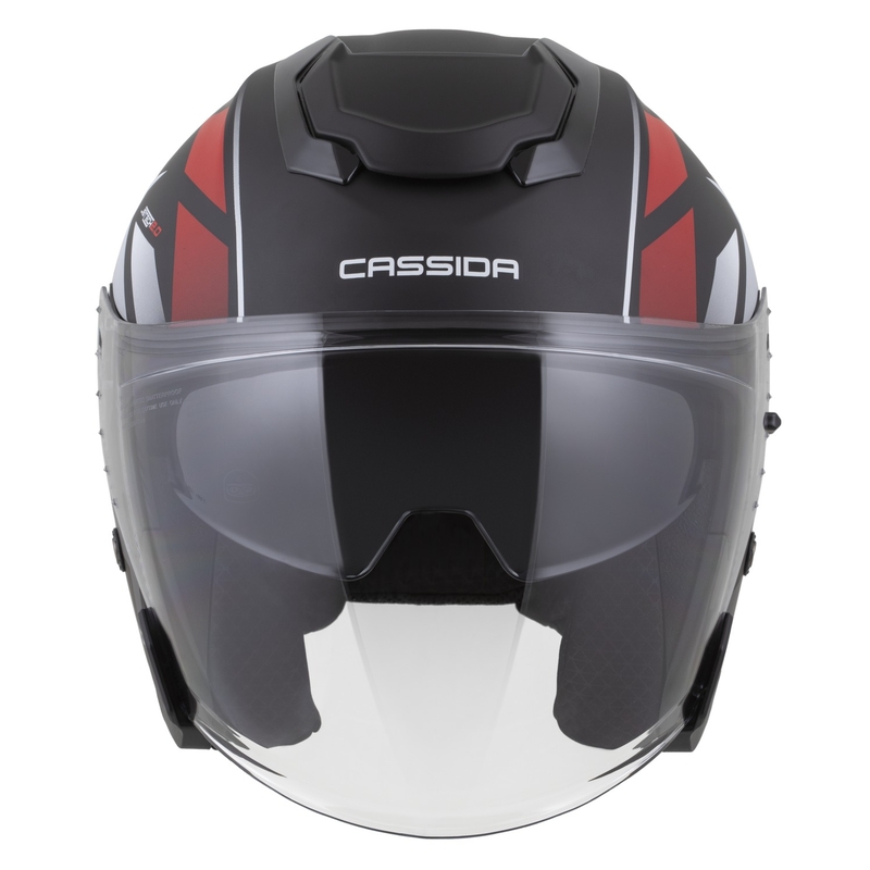 Cassida Motocicleta Cassida Jet Tech 2.0 RoTo Open Face Mat Negru-Rosu-Alb