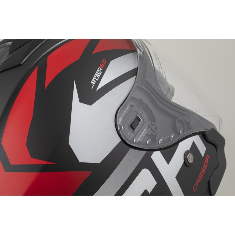 Cassida Motocicleta Cassida Jet Tech 2.0 RoTo Open Face Mat Negru-Rosu-Alb