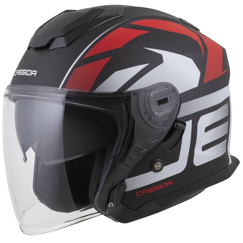 Cassida Motocicleta Cassida Jet Tech 2.0 RoTo Open Face Mat Negru-Rosu-Alb