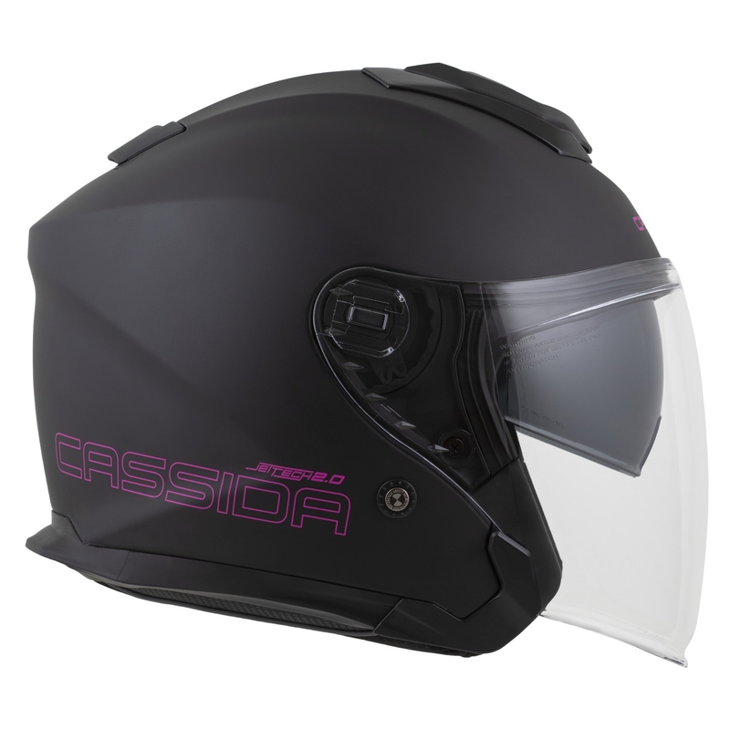 Cassida Motocicleta Cassida Jet Tech 2.0 Solid Open Face Negru Mat-Roz