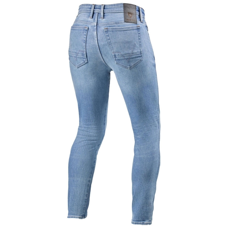 Pantaloni skinny pentru motociclete Revit Piston 3 Long  Albastru deschis