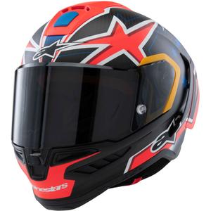 Cască de motocicletă integrală Alpinestars Supertech R10 Ediție limitată Jack Miller Carbon Mat Roșu-Albastru-Galben-Alb