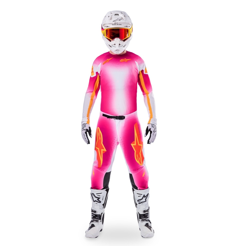 Tricou Alpinestars Supertech SX AFD Motocross Ediție Limitată MIG Roz Fluo-Alb-Portocaliu