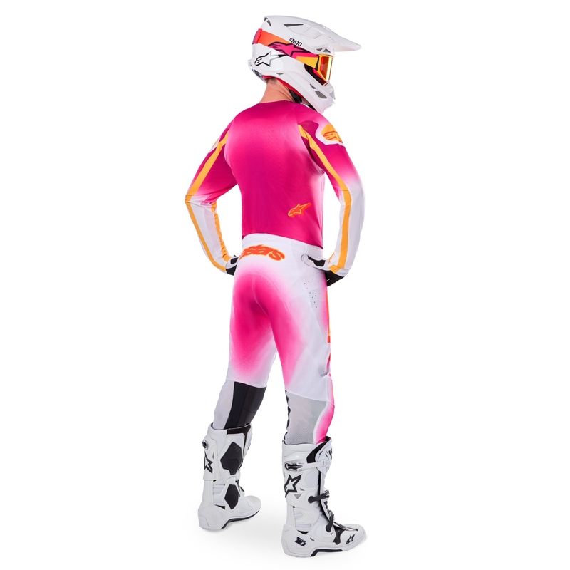 Tricou Alpinestars Supertech SX AFD Motocross Ediție Limitată MIG Roz Fluo-Alb-Portocaliu